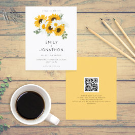 Budget Sonnenblumen QR-Code Save the Date gelb