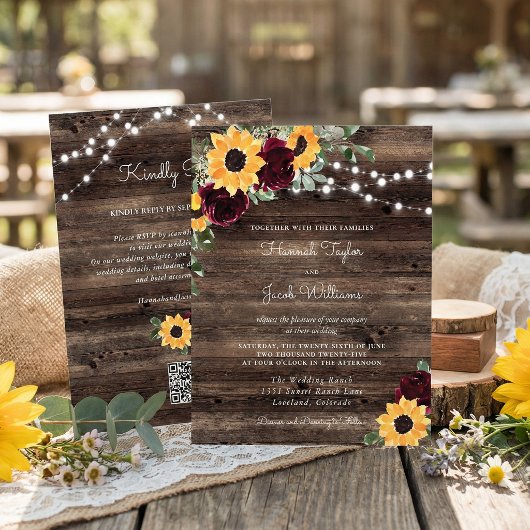 Budget Sonnenblumen-Rosen QR-Code RSVP Einladung