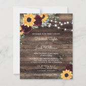 Budget Sonnenblumen-Rosen QR-Code RSVP Einladung (Vorderseite)