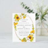 Budget Sonnenblumen Rustikale Hochzeit Einladung (Stehend Vorderseite)