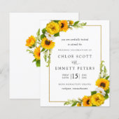 Budget Sonnenblumen Rustikale Hochzeit Einladung (Vorne/Hinten)
