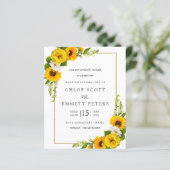 Budget Sonnenblumen Rustikale Hochzeit Einladung (Stehend Vorderseite)