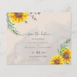 Budget Sonnenblumen Rustikale Waldgarten-Hochzeits Flyer