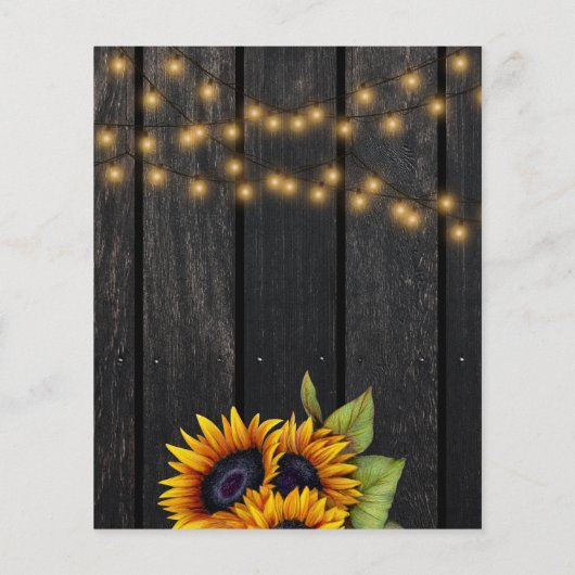 Budget Sonnenblumen rustikales Land Hochzeit Einla (Rückseite)