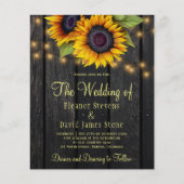 Budget Sonnenblumen rustikales Land Hochzeit Einla (Vorderseite)