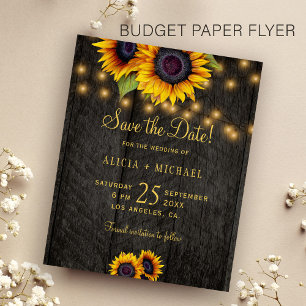 Budget Sonnenblumen Stallholz Hochzeit speichern d Flyer