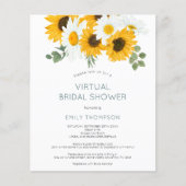 Budget Sonnenblumen Virtual Bridal Dusche Einladun (Vorderseite)