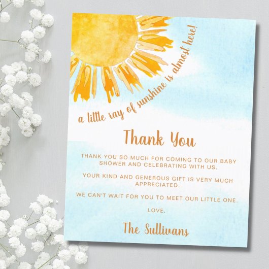 Budget Sonnenschein Baby Dusche Vielen Dank