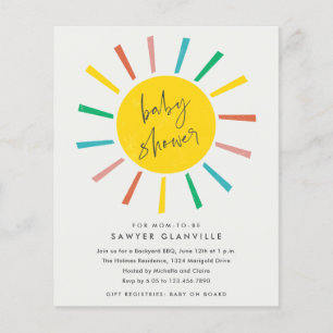 Budget Sonnenskript Moderne Babyshower-Einladung Flyer