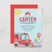 Budget Sound Alarm LKW Feuerwehrmann Geburtstag Mitteilungskarte (Vorne/Hinten)