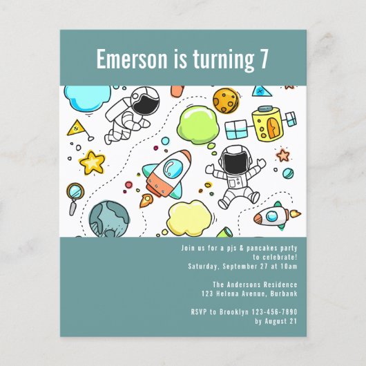 BUDGET Space Astronaut Geburtstagsparty Einladung (Vorderseite)