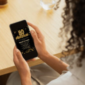 Budget Spanisch Black & Gold Confetti 80. Geburtst Einladung