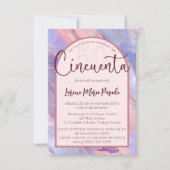 Budget Spanisch Lila Pink Agate 50. Geburtstag Einladung (Vorderseite)