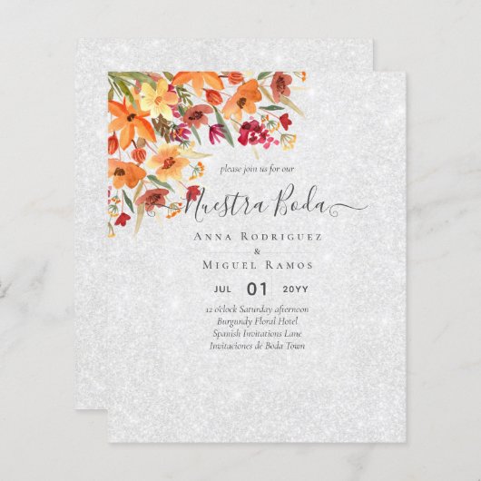 BUDGET Spanische BODA Herbst Blume Orange Burgund (Vorne/Hinten)