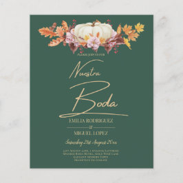 BUDGET Spanish BODA Pumpkin Green Gold Wedding Flyer