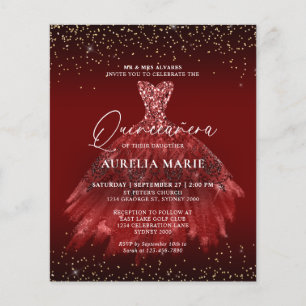 BUDGET Sparkle Gold Rote Prinzessin Kleid Quincean