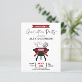 BUDGET Spaß Red Script Foto GRAD GRILLEN Einladung (Stehend Vorderseite)