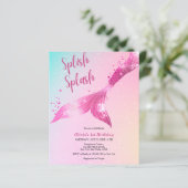 Budget Splish Splash Mermaid 1. Geburtstag Einladu (Stehend Vorderseite)