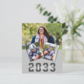 Budget Sporty Girl Modern 4 Foto GRAD Einladung (Stehend Vorderseite)