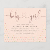 Budget Sprinkle Rose Gold Script Girl Baby Dusche (Vorderseite)