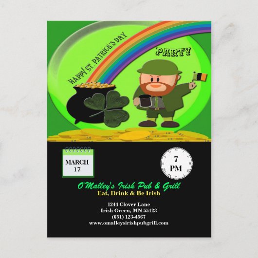 Budget St Patricks Day Leprechaun Pot of Gold Postkarte (Vorderseite)