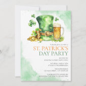 Budget St Patricks Day Watercolor Einfaches Party Einladung (Vorderseite)