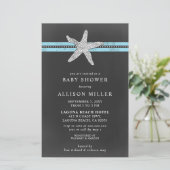 Budget Starfish Beach Baby Dusche Einladung (Stehend Vorderseite)