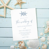 Budget Starfish Dusty Blue Script Wedding Einladun Flyer
