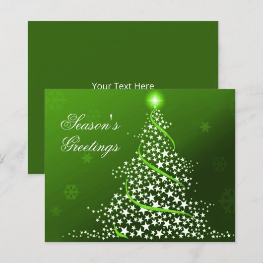 Budget Starry Christmas Tree Green Holiday Card (Vorne/Hinten)
