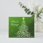 Budget Starry Christmas Tree Green Holiday Card (Stehend Vorderseite)