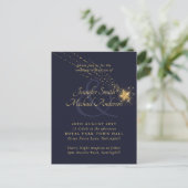Budget Starry Night Blue Gold Hochzeit Einladung Postkarte (Stehend Vorderseite)