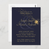 Budget Starry Night Blue Gold Hochzeit Einladung Postkarte (Vorne/Hinten)