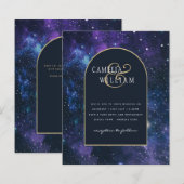 BUDGET Starry Night Lila Blue Wedding INVITE (Vorne/Hinten)