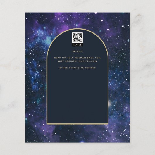 BUDGET Starry Night Lila Blue Wedding INVITE (Rückseite)