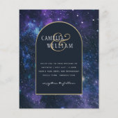 BUDGET Starry Night Lila Blue Wedding INVITE (Vorderseite)