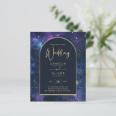 BUDGET Starry Night Lila Blue Wedding INVITE (Stehend Vorderseite)