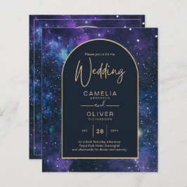 BUDGET Starry Night Lila Blue Wedding INVITE