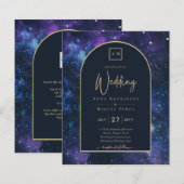 BUDGET Starry Night Lila Blue Wedding INVITE (Vorne/Hinten)