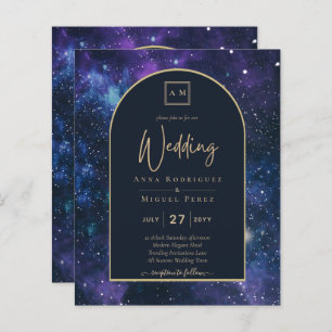 BUDGET Starry Night Lila Blue Wedding INVITE