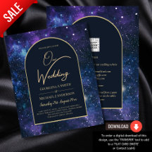 BUDGET Starry Night Lila Blue Wedding INVITE