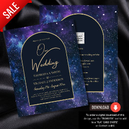 BUDGET Starry Night Lila Blue Wedding INVITE