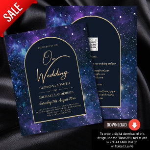 BUDGET Starry Night Lila Blue Wedding INVITE