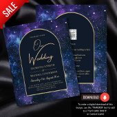 BUDGET Starry Night Lila Blue Wedding INVITE