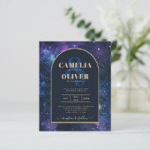 BUDGET Starry Night Lila Blue Wedding INVITE (Stehend Vorderseite)