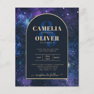 BUDGET Starry Night Lila Blue Wedding INVITE Flyer