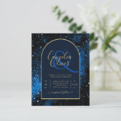 BUDGET Starry Night Navy Blue Gold Hochzeit INVITE (Stehend Vorderseite)