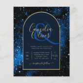 BUDGET Starry Night Navy Blue Gold Hochzeit INVITE (Vorderseite)