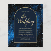 BUDGET Starry Night Navy Blue Gold Hochzeit INVITE (Vorderseite)