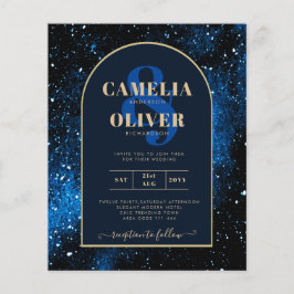 BUDGET Starry Night Navy Blue Gold Hochzeit INVITE Flyer