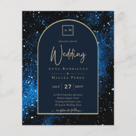BUDGET Starry Night Navy Blue Gold Hochzeit INVITE Flyer